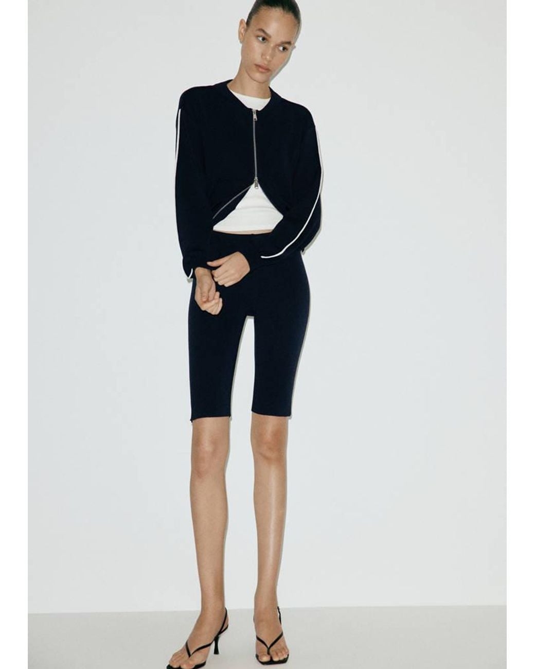 Mango Blue Contrasting Ribbed Cardigan
