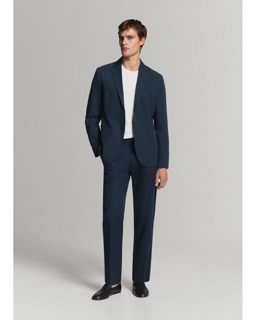 Mango Blue Slim-Fit Suit Jacket Made From A Linen-Lyocell Blend for men