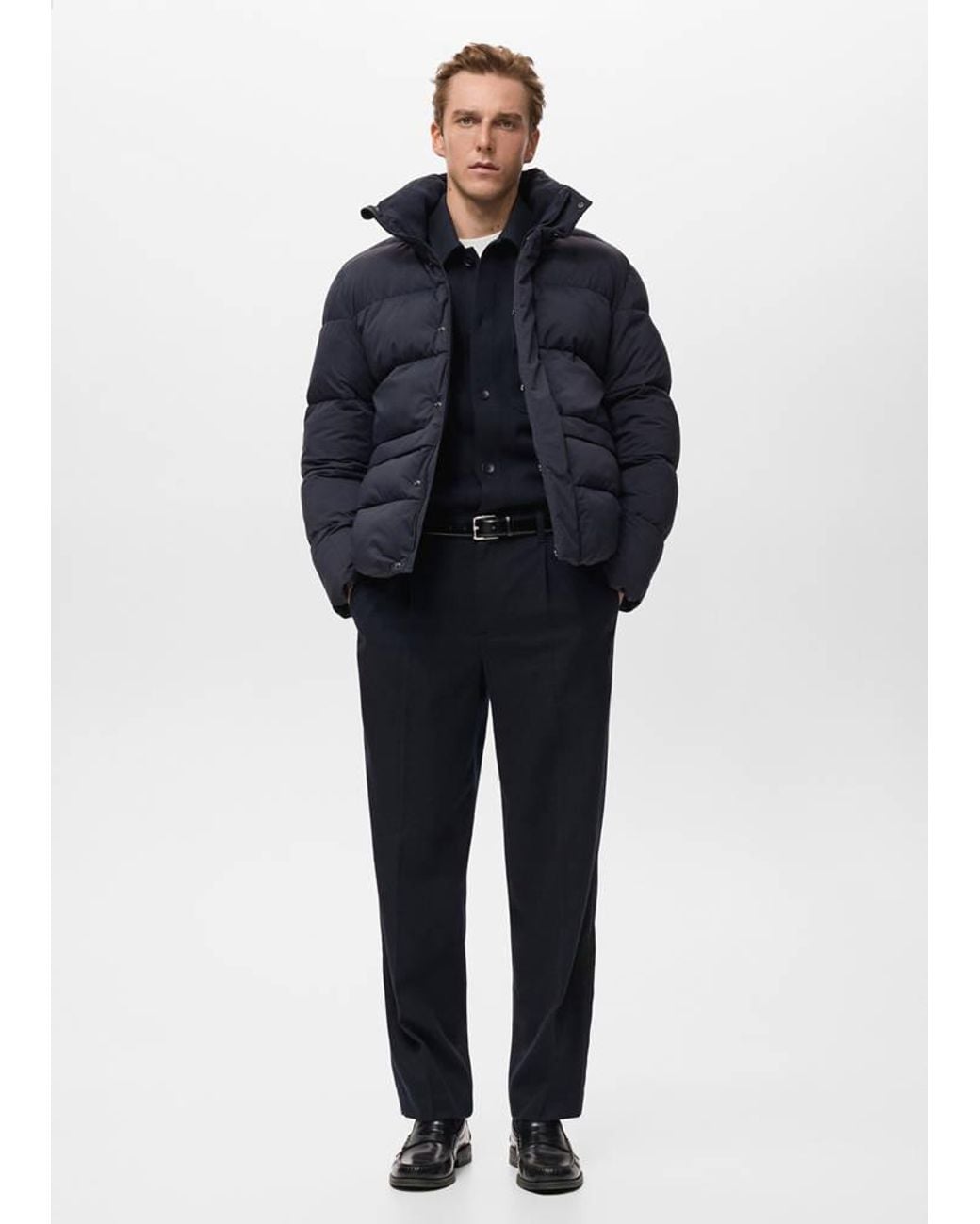 Mango Blue Short Water-Repellent Puffer Jacket for men