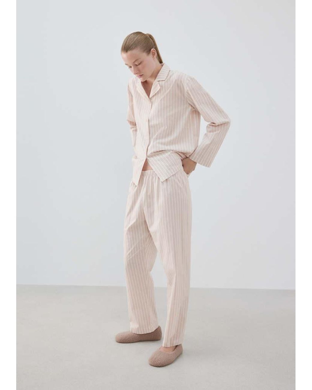 Mango Pink Striped Cotton Shirt