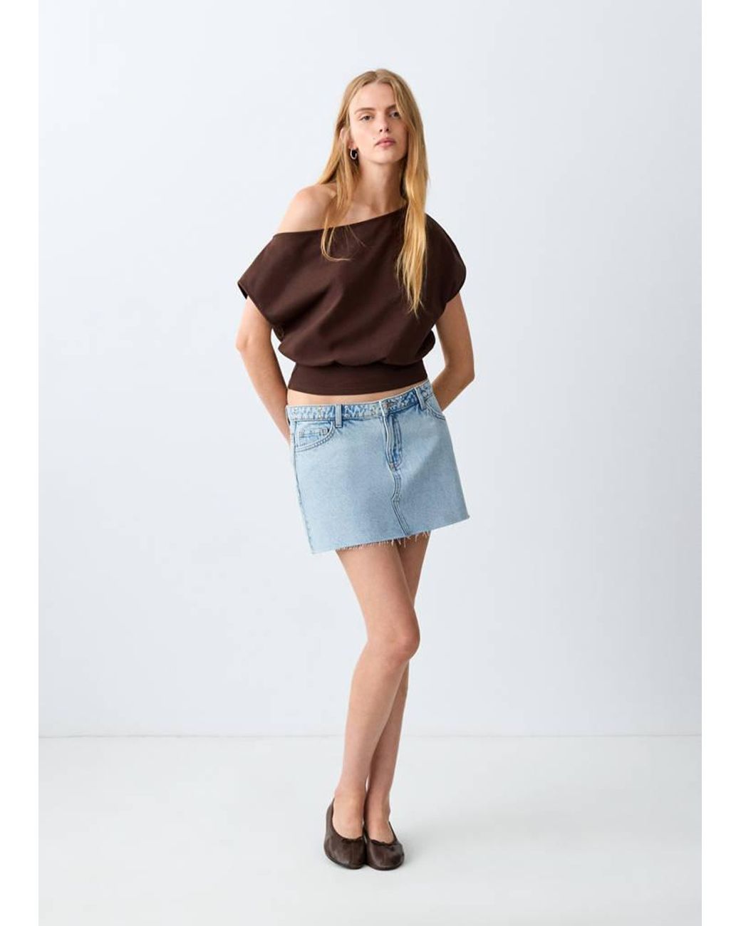 MANGO TEEN Multicolor Studded Denim Skirt