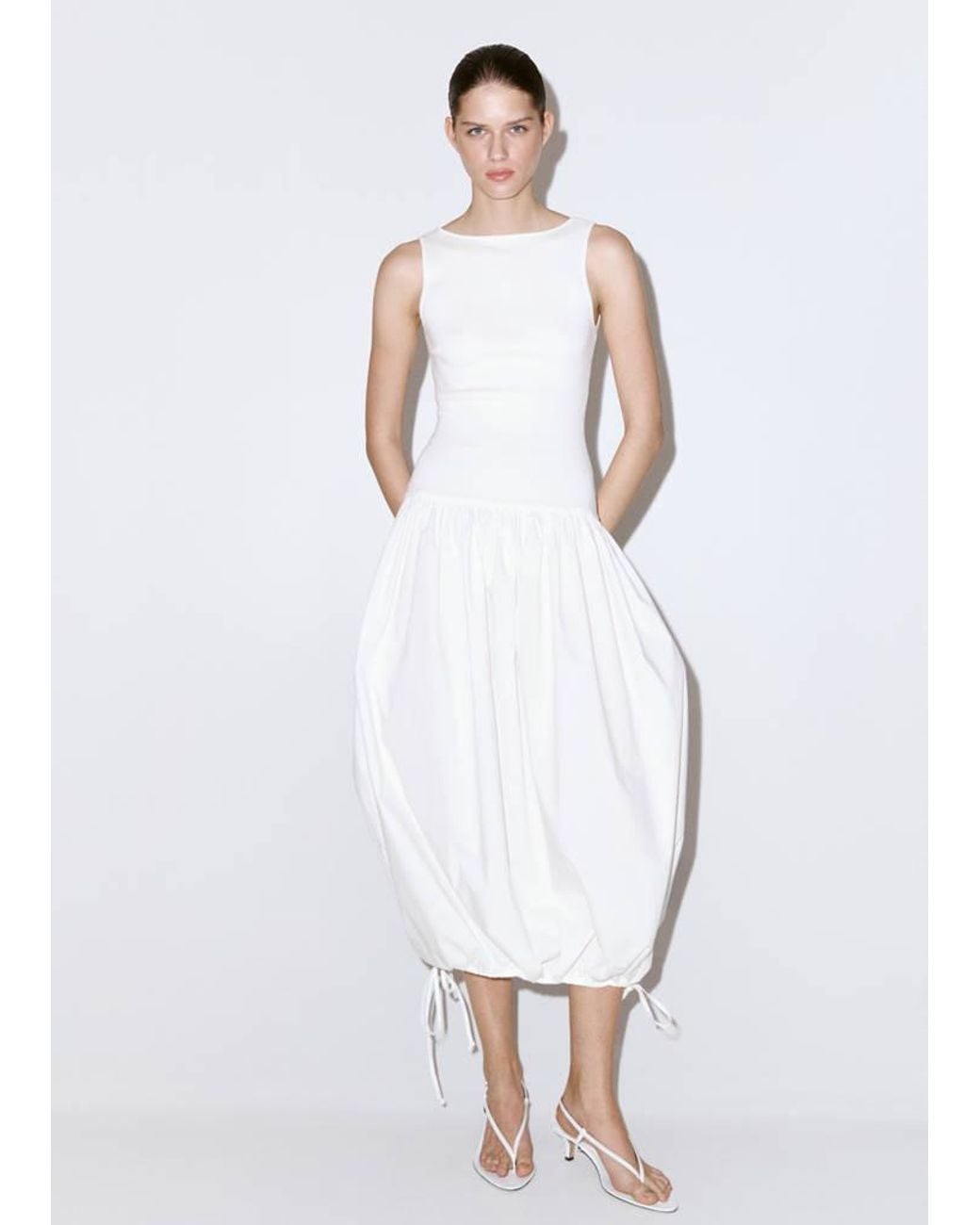 Mango White Knitted Dress With Open Back