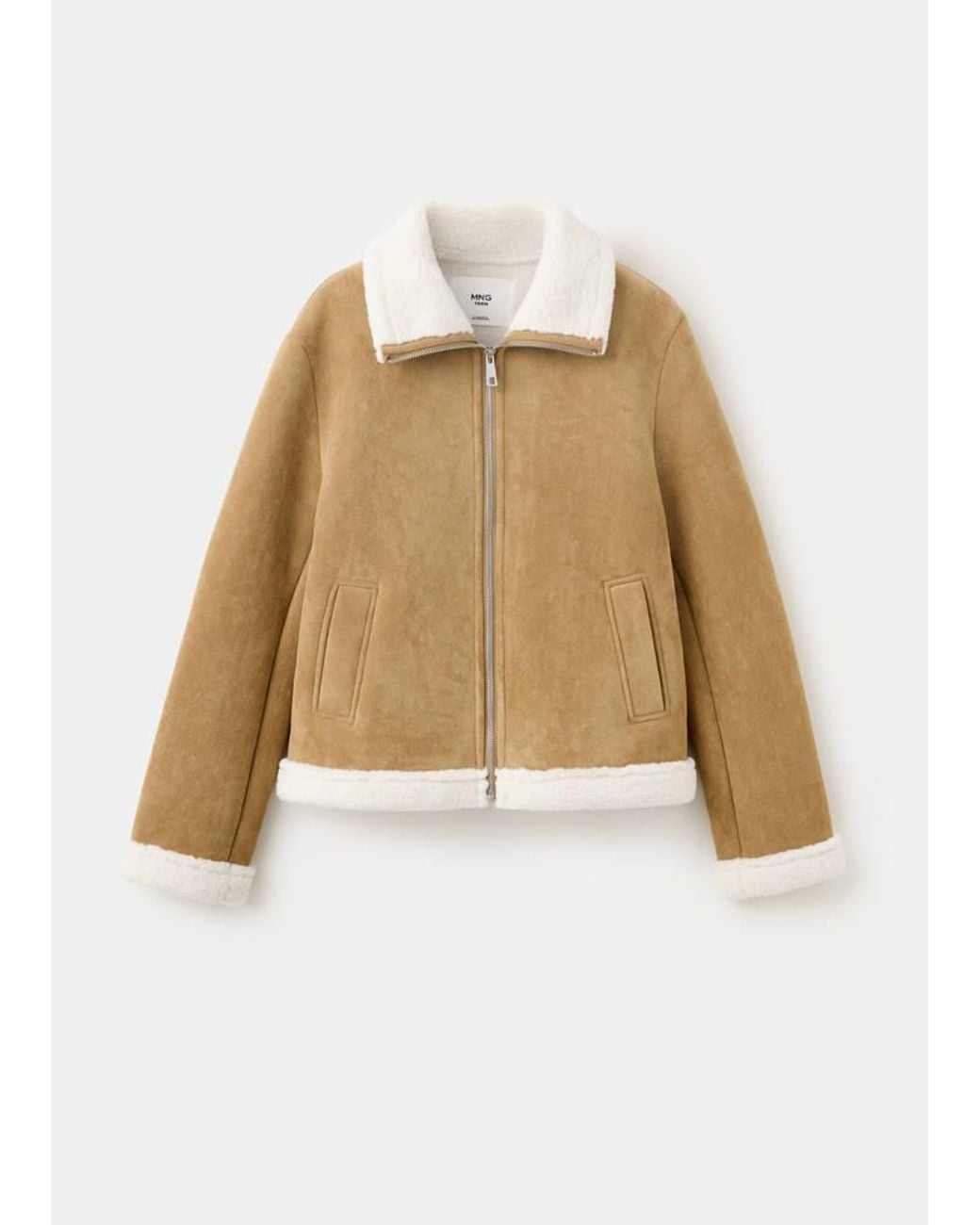 MANGO TEEN Natural Suede Effect Sheepskin Coat