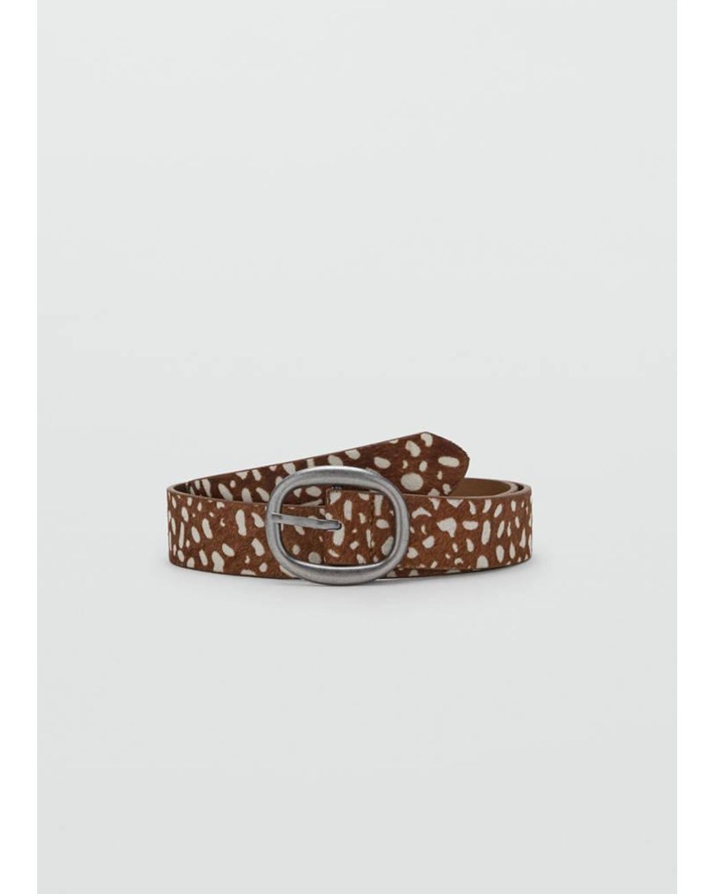 MANGO TEEN White Animal Print Leather Belt