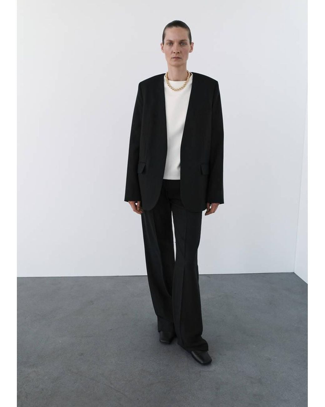 Mango Black Suit Blazer Without Lapels