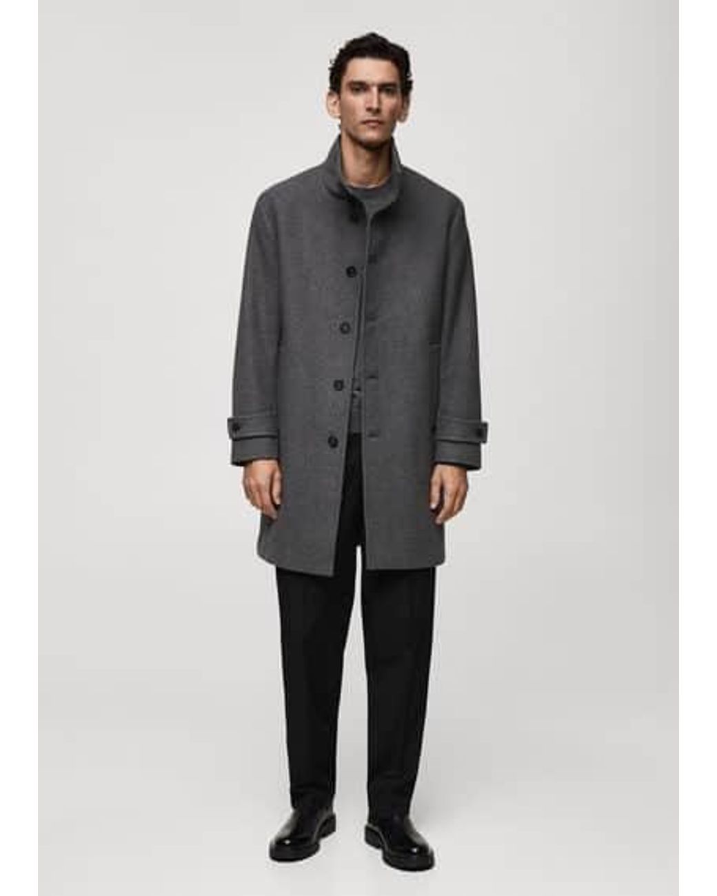 Mango Wool Funnel Neck Coat Medium Heather in Grey for Men Lyst UK