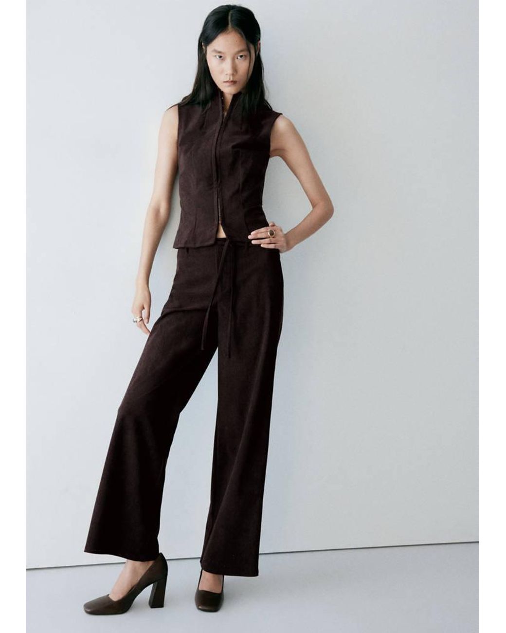Mango Black Tailored Waistcoat With Hook-And-Eye Fastening