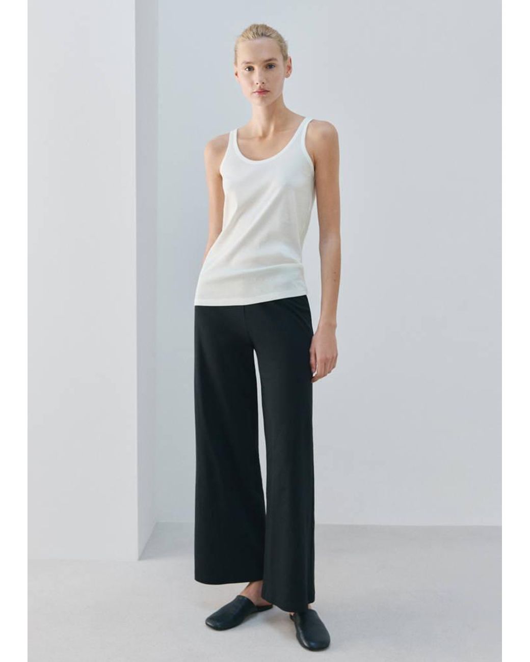 Mango White Cotton Round-Neck Top