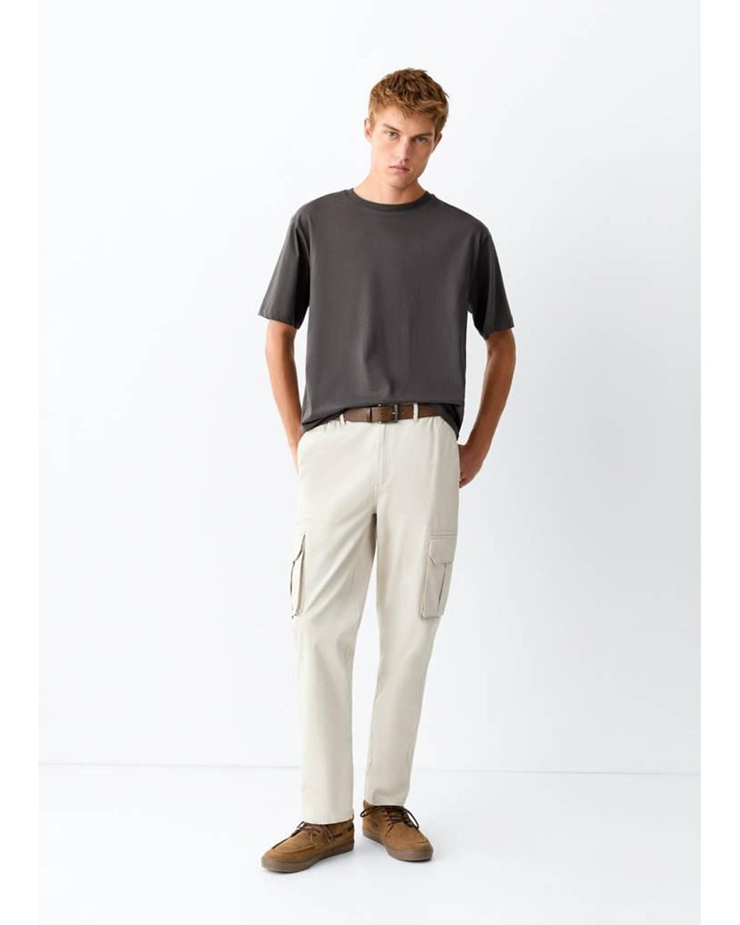 MANGO TEEN Multicolor Straight Cargo Trousers for men