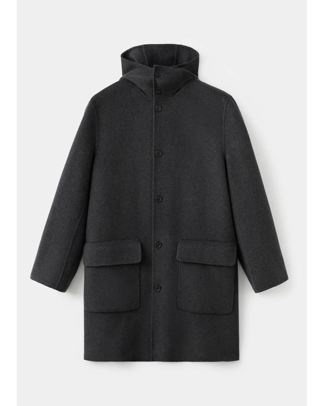 Mango Natural Handmade Wool Coat With Hood for men