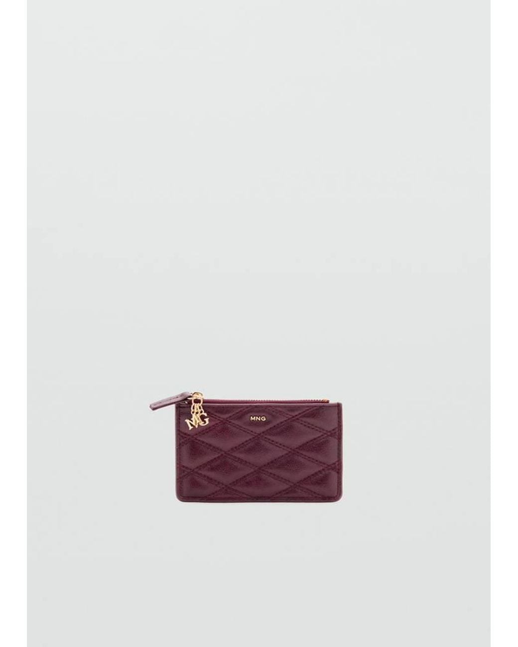 Mango Red Quilted Leather-Effect Coin Purse With Metal Charm
