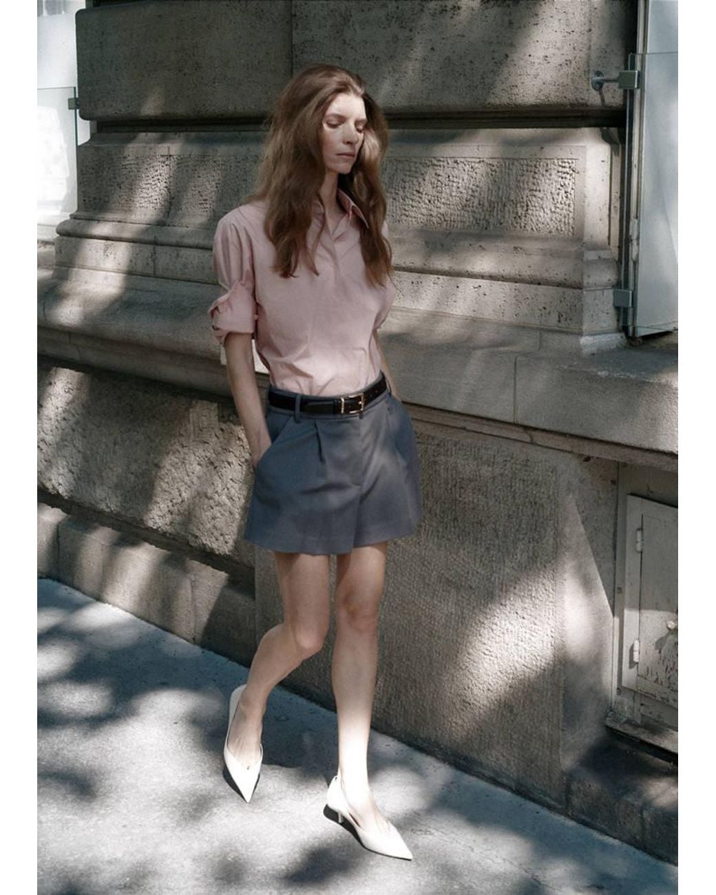 Mango Gray Three-Quarter Sleeve Poplin Shirt