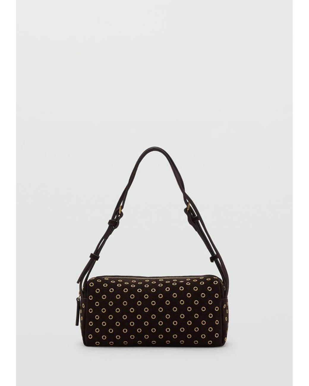 Mango White Suede Shoulder Bag With Eyelets