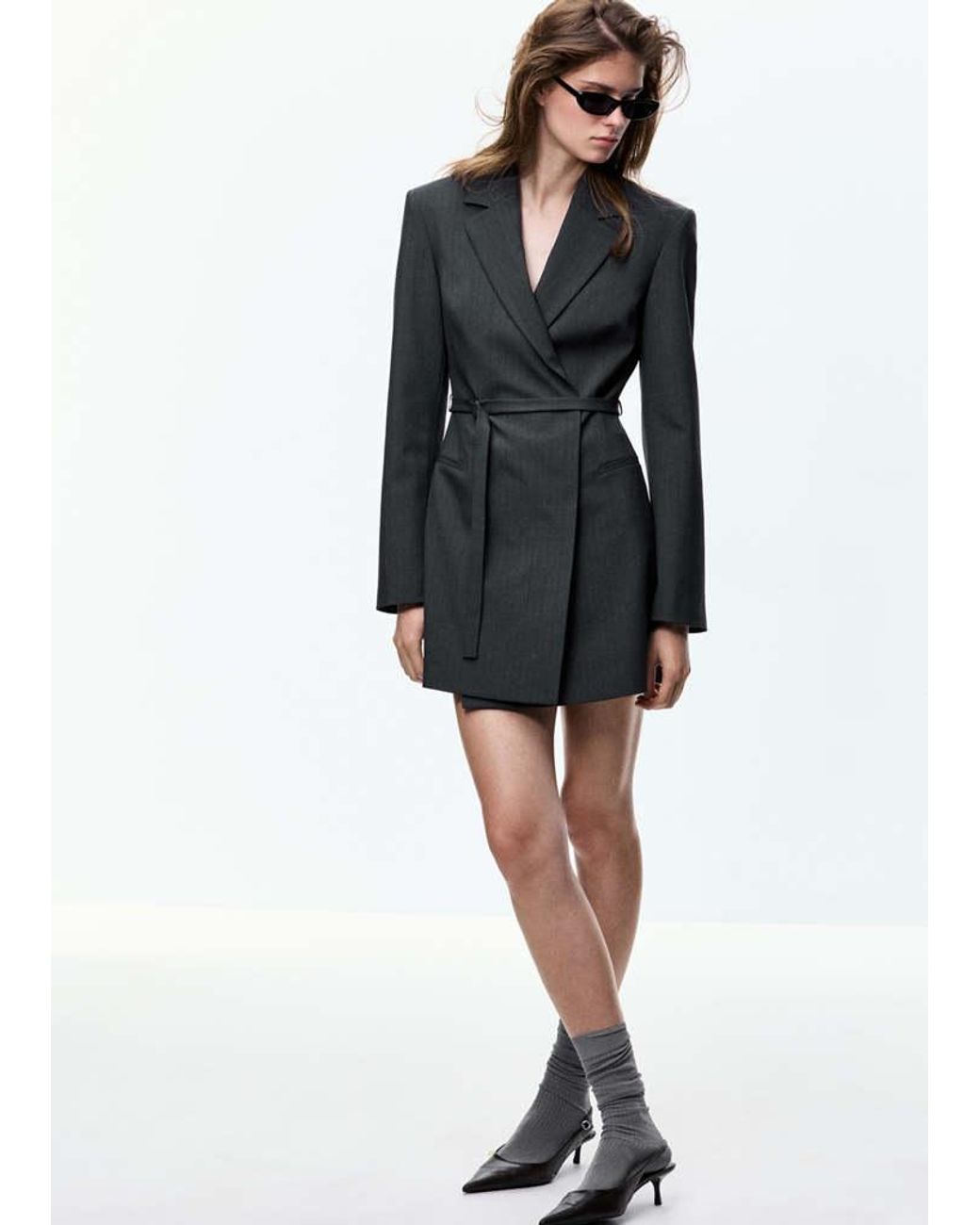 Mango Black Blazer-Style Dress With Belt