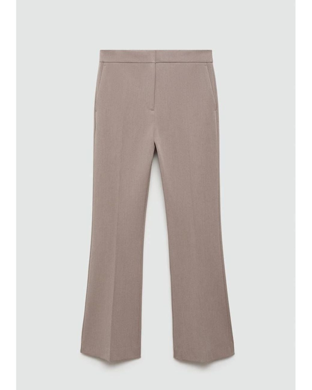 Mango White Flowy Viscose-Blend Flare Trousers