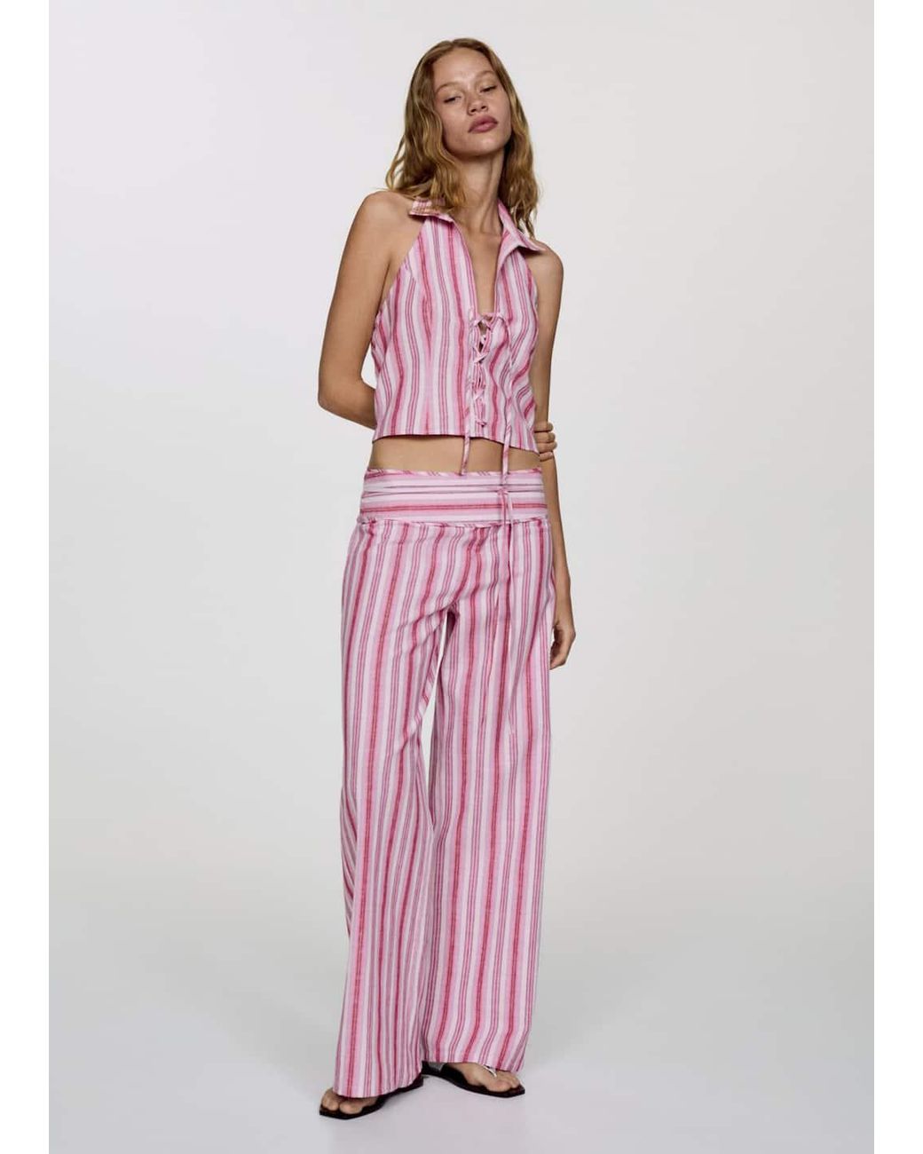 Mango Stripes Printed Trousers Light pastel in Pink Lyst UK