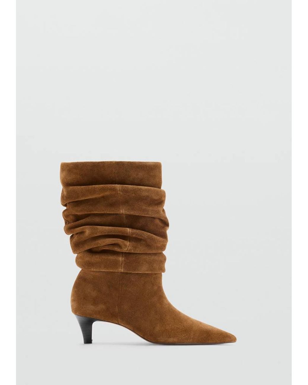 Mango Black Suede Kitten-Heel Boots