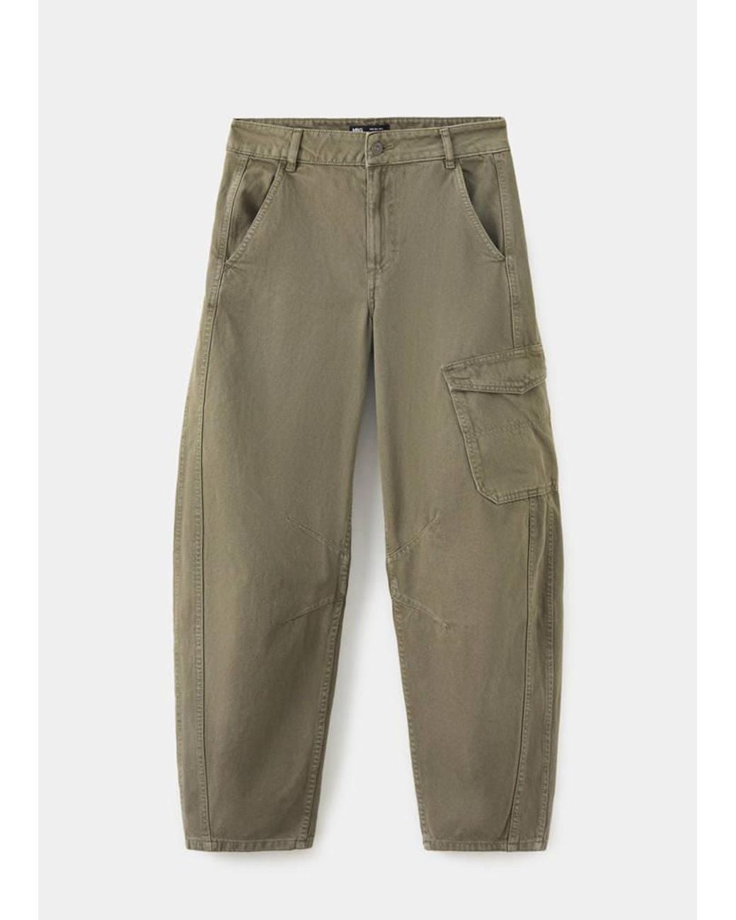 Mango Green Mid-Rise Cargo Jeans