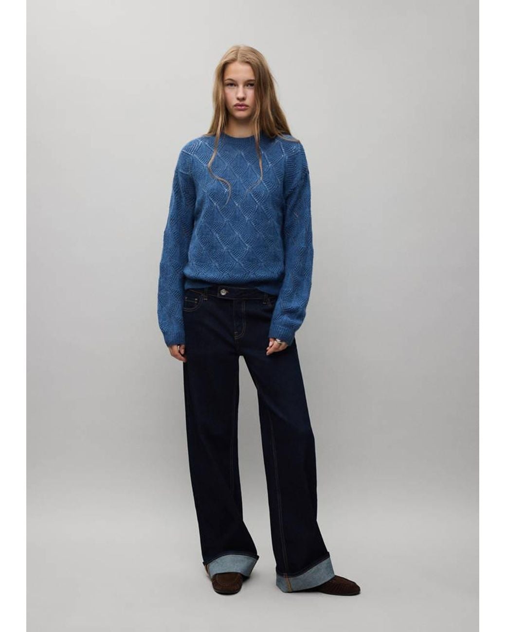MANGO TEEN Blue Openwork Knit Sweater