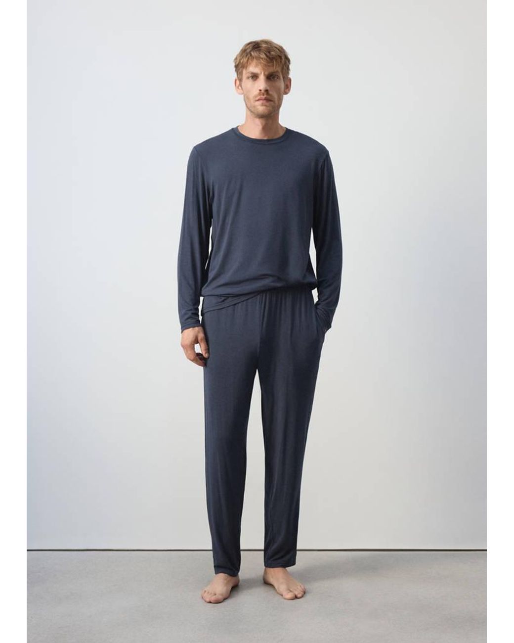Mango Blue Pack Of Long Modal Pyjamas for men