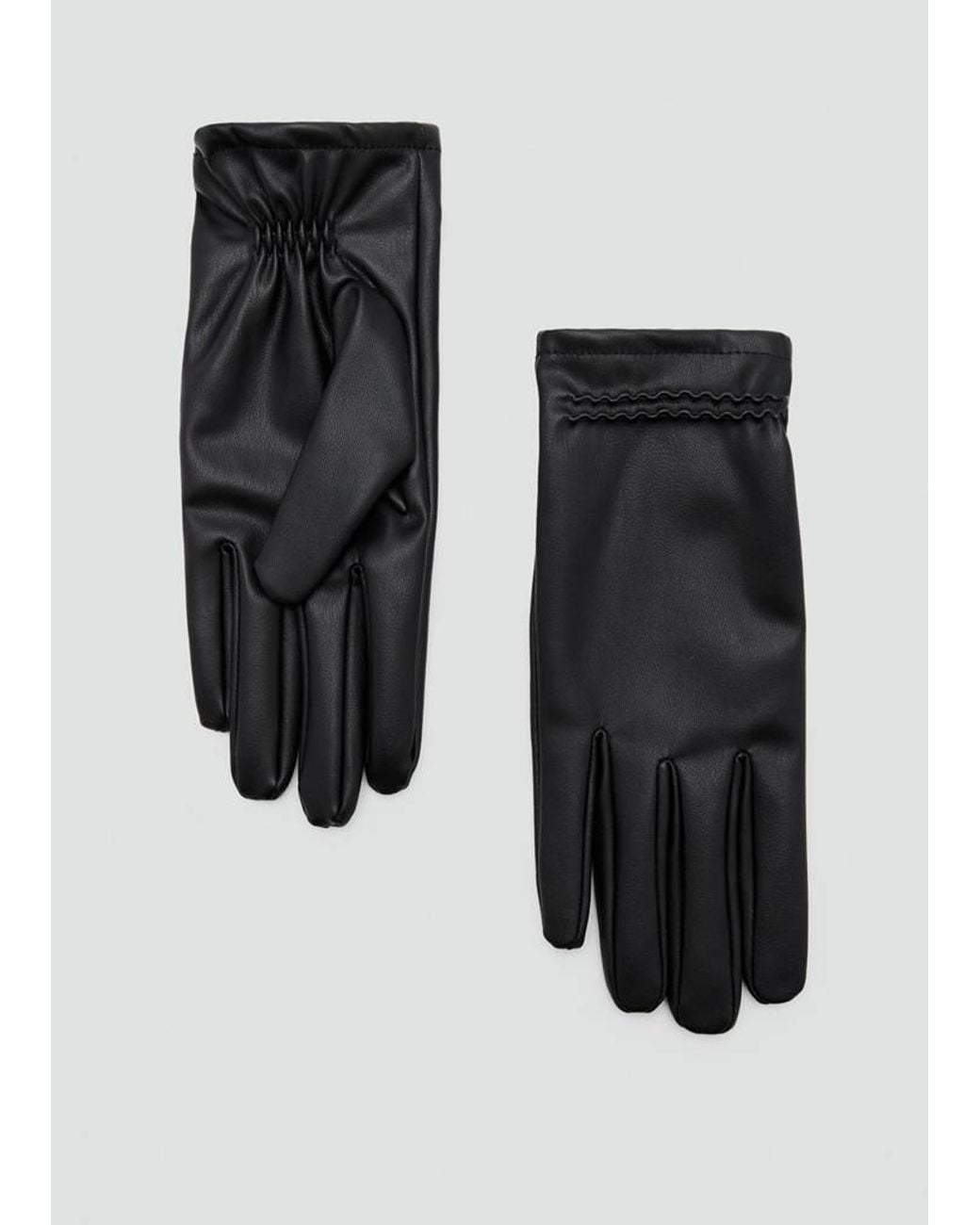 Mango Black Gloves With Gathered Detail