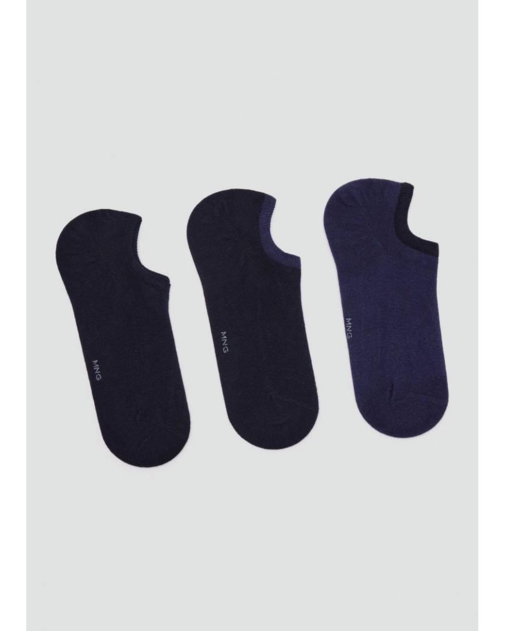 Mango Blue Pack Of 3 Ankle Socks for men