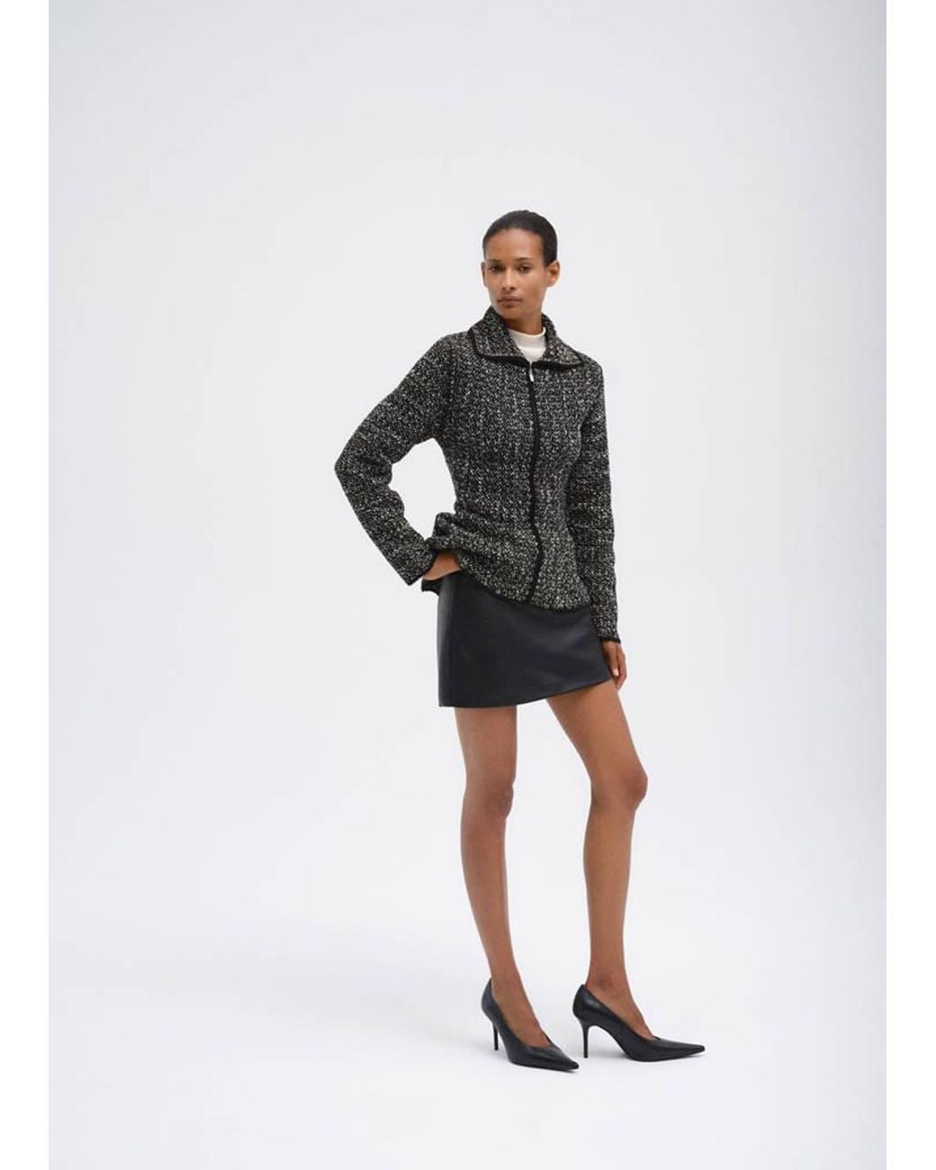 Mango Black Marl Peplum Jacket