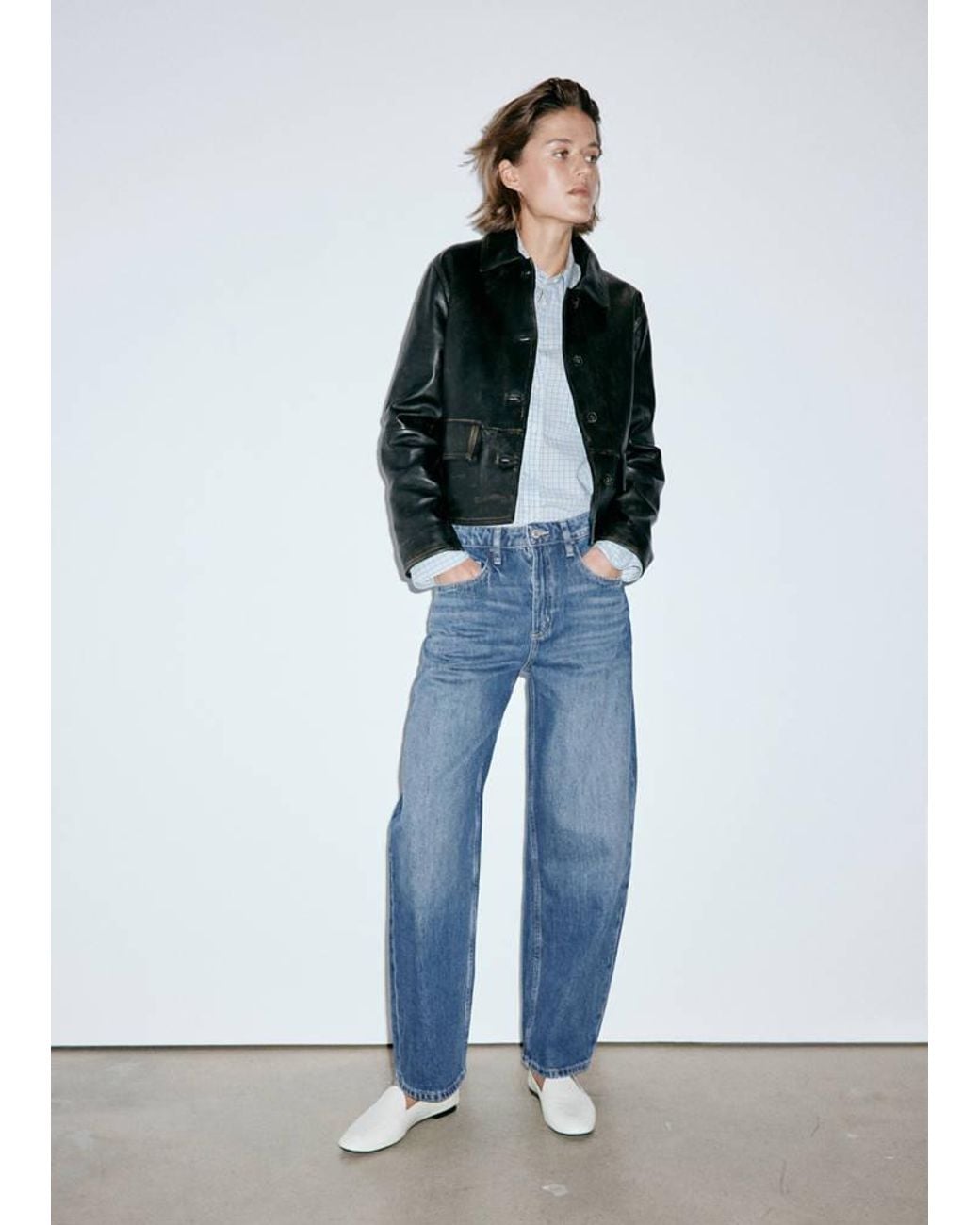 Mango Blue Mid-Rise Balloon Jeans