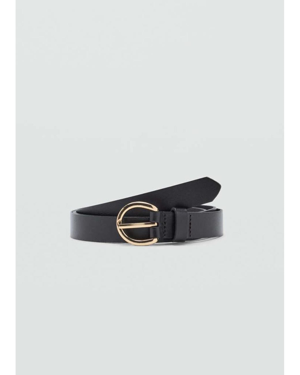 Mango Brown Leather Belt With Oval Buckle