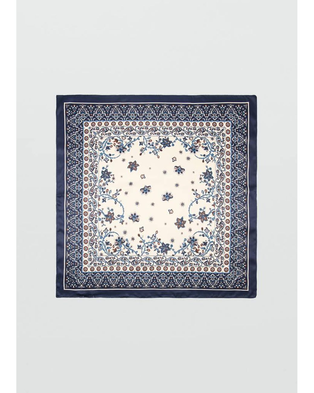 Mango Blue Paisley Satin Scarf