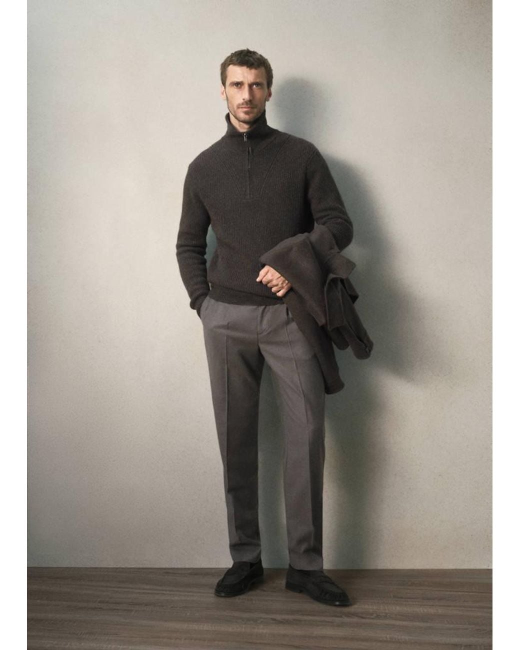 Mango Multicolor Wool Polo Jumper With Zip Collar for men