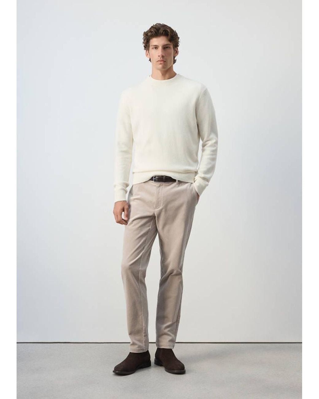 Mango Gray Knitted Wool Blend Sweater for men
