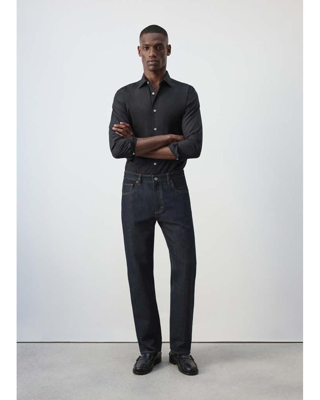 Mango Multicolor Moby Relaxed Fit Dark Wash Jeans for men