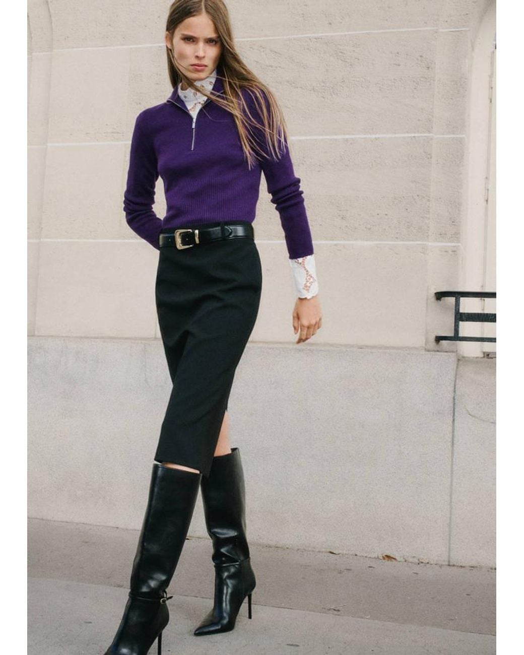 Mango Multicolor Ribbed Sweater With Zip