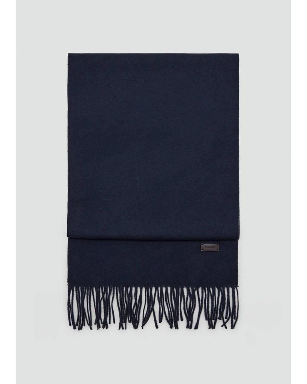 Mango Blue Plain Fringed Scarf for men