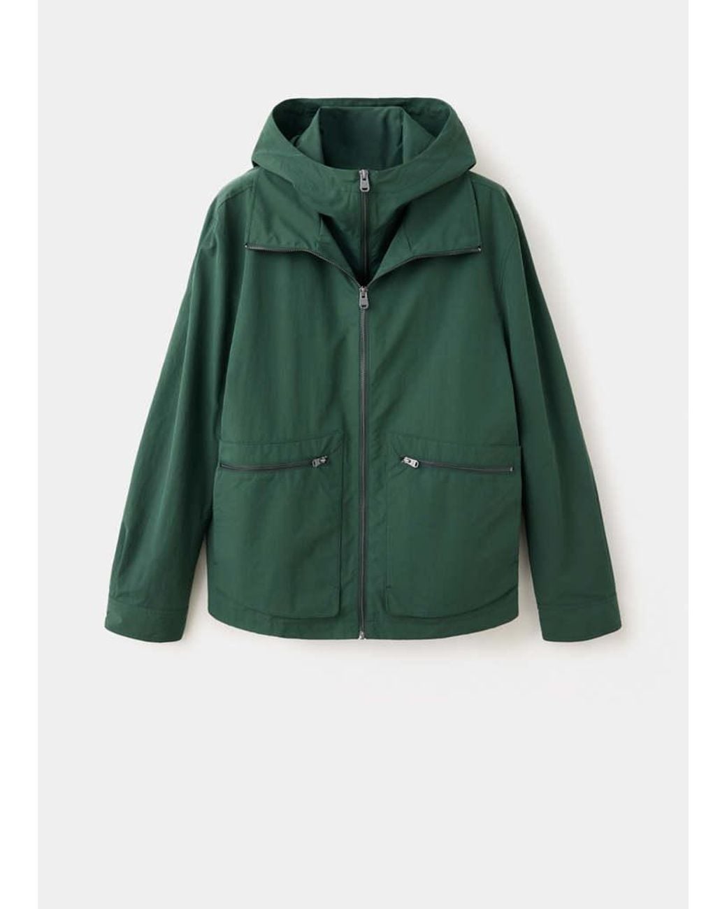 Mango Green Water-Repellent Jacket With Pockets for men