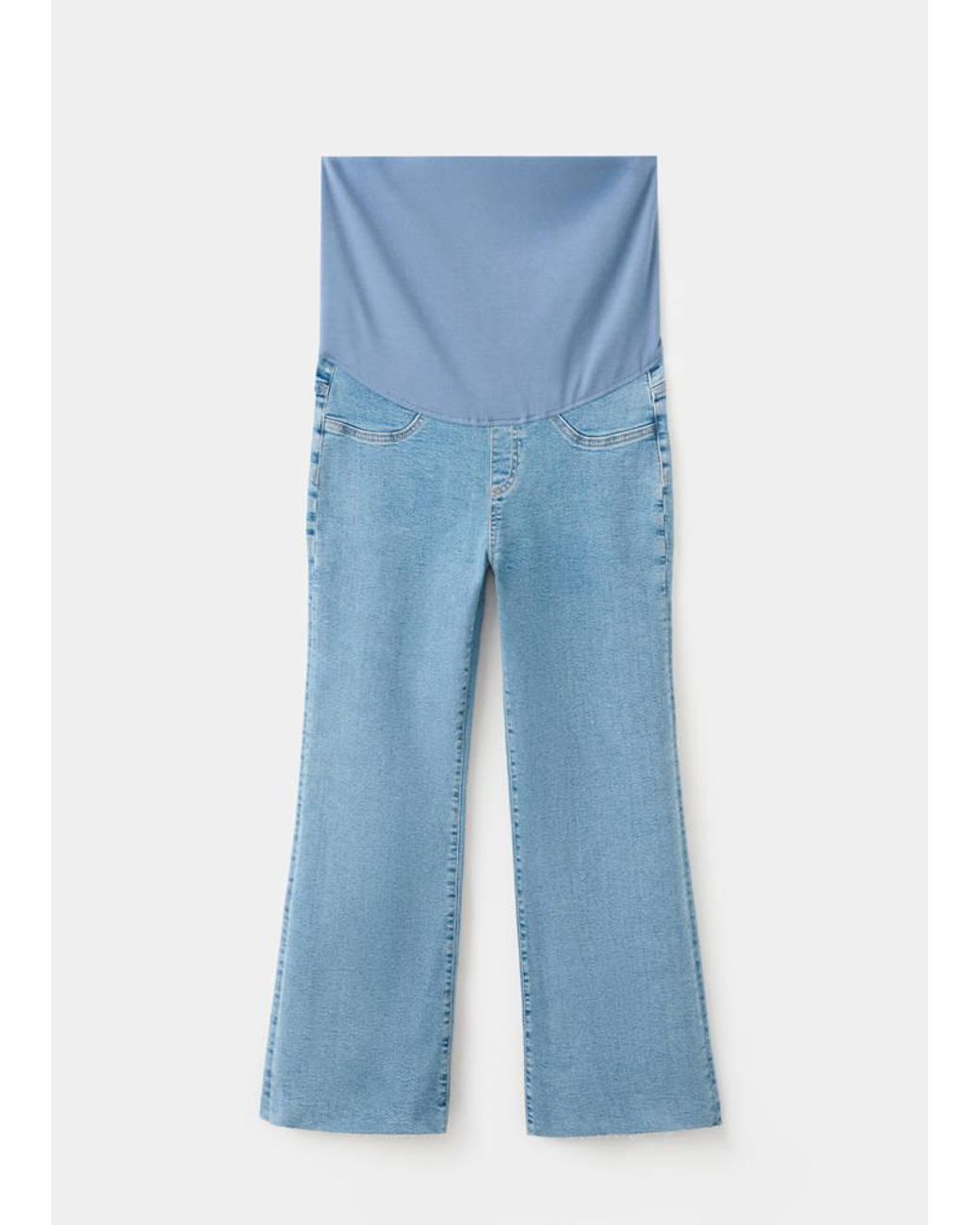 Mango Blue Maternity Flared Cropped Jeans