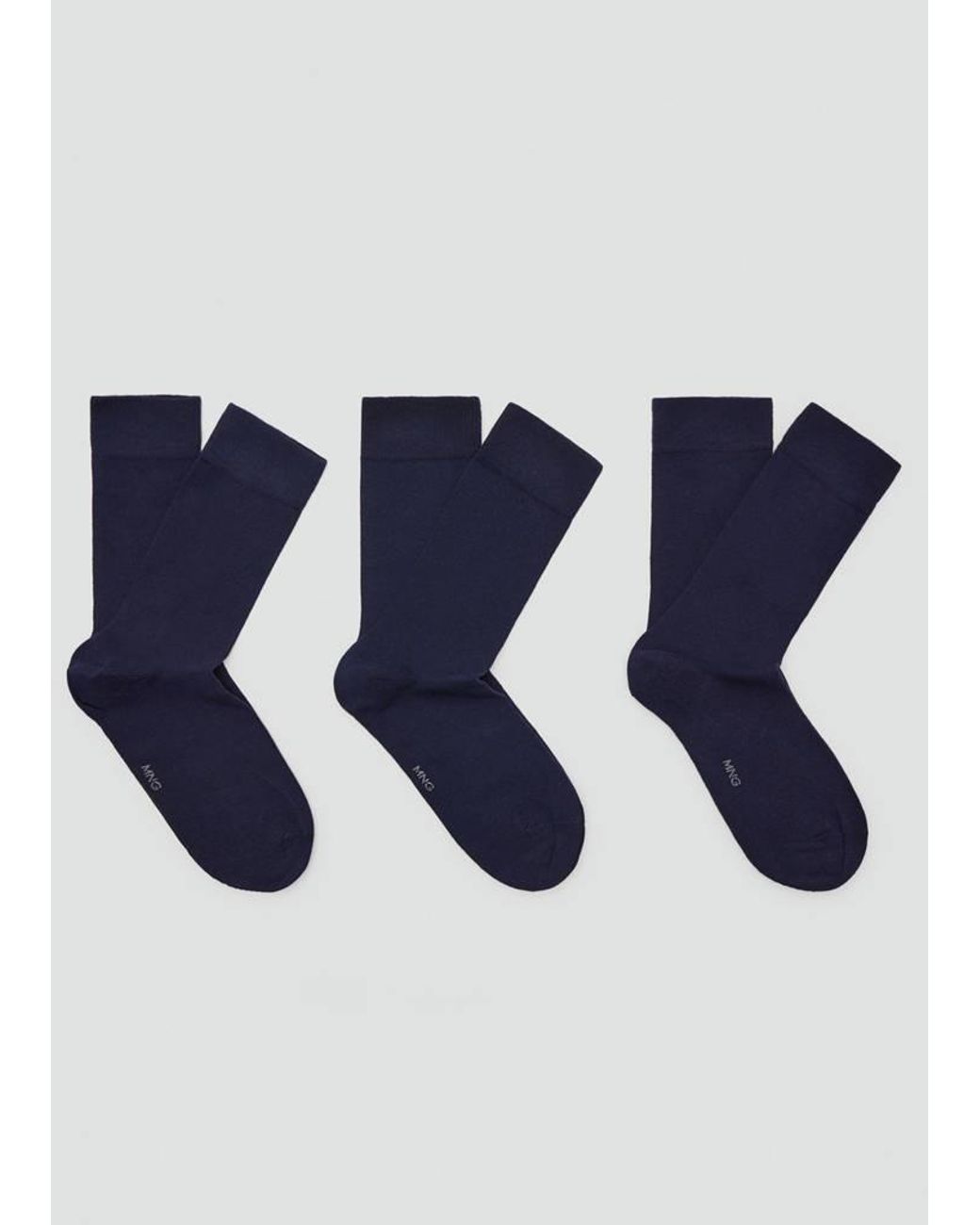 Mango Blue 3-Pack Long Cotton Socks for men