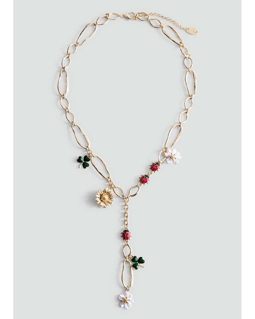 Collier Perles Fleurs Or Mango en coloris White
