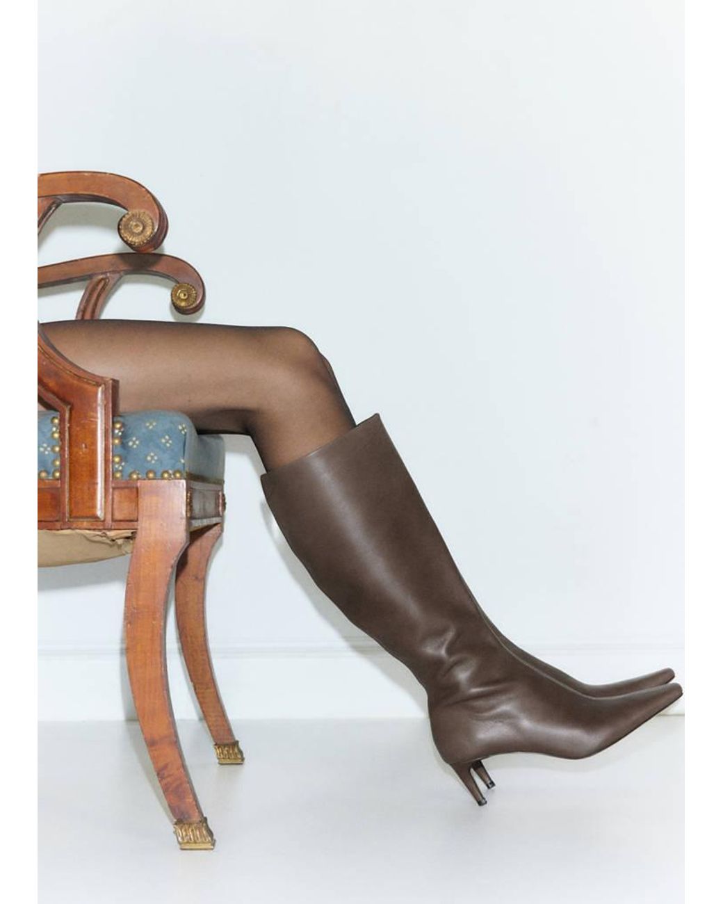 Mango White Kitten Heel Leather Boot