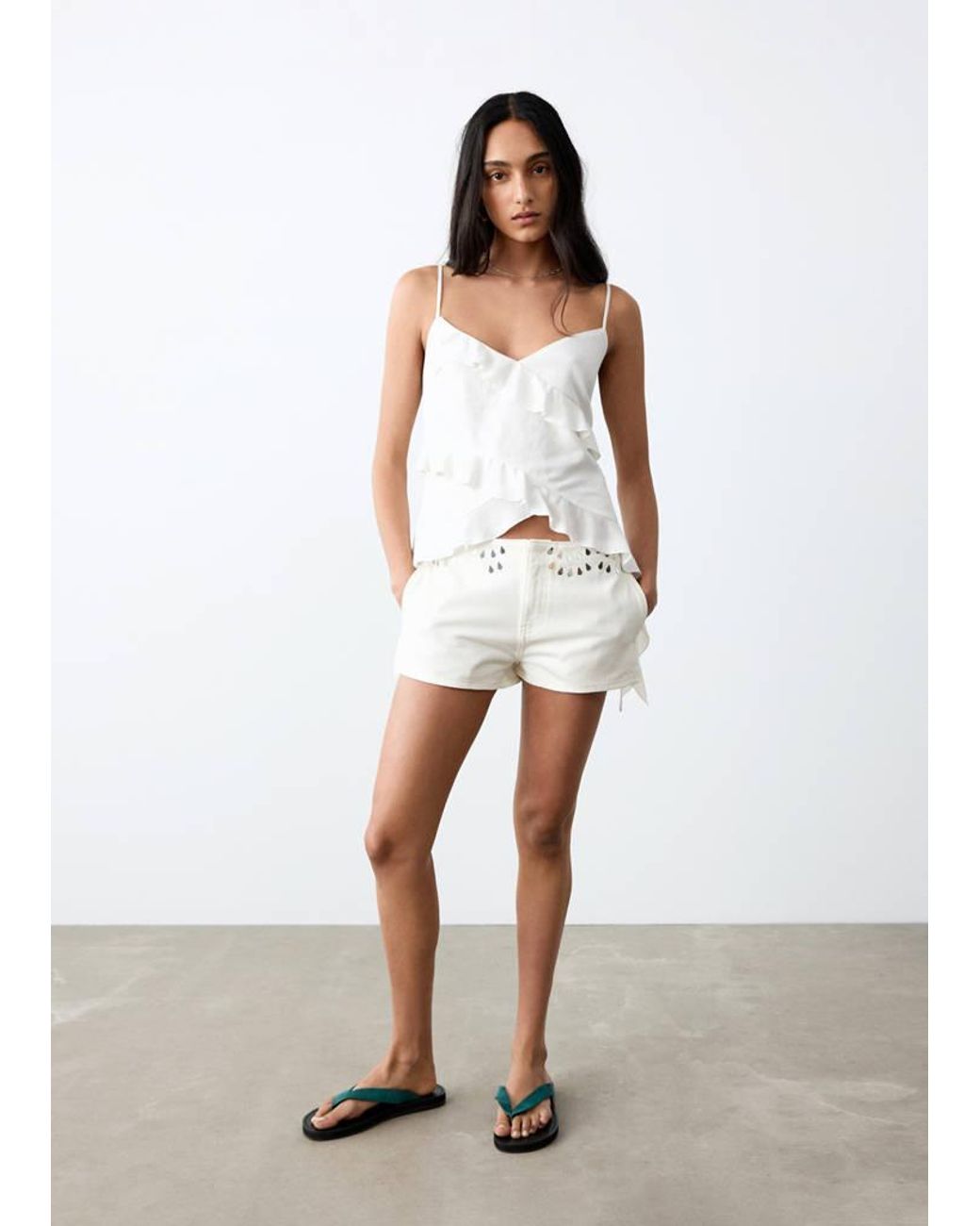 MANGO TEEN White Mirror Mini Shorts