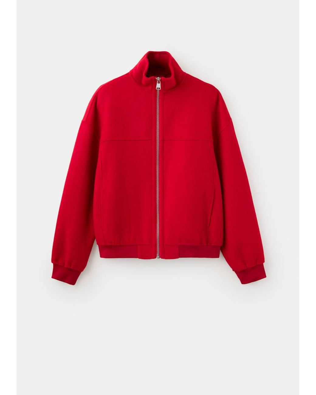 Mango Red Wool-Blend Bomber Jacket