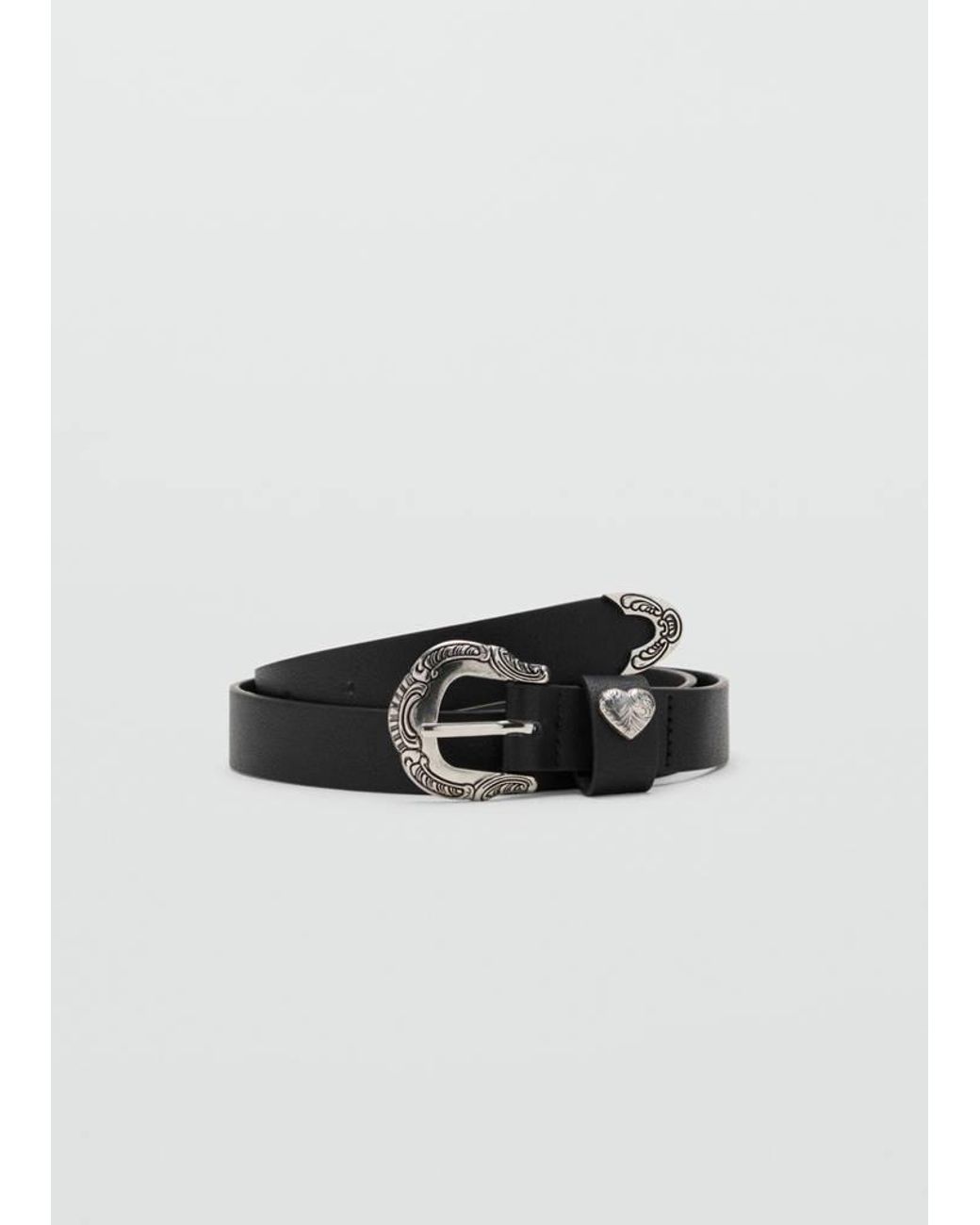 MANGO TEEN Black Metal Detail Belt