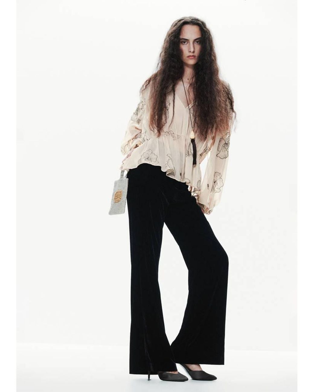 Mango Multicolor Floral Blouse With Bead Detail