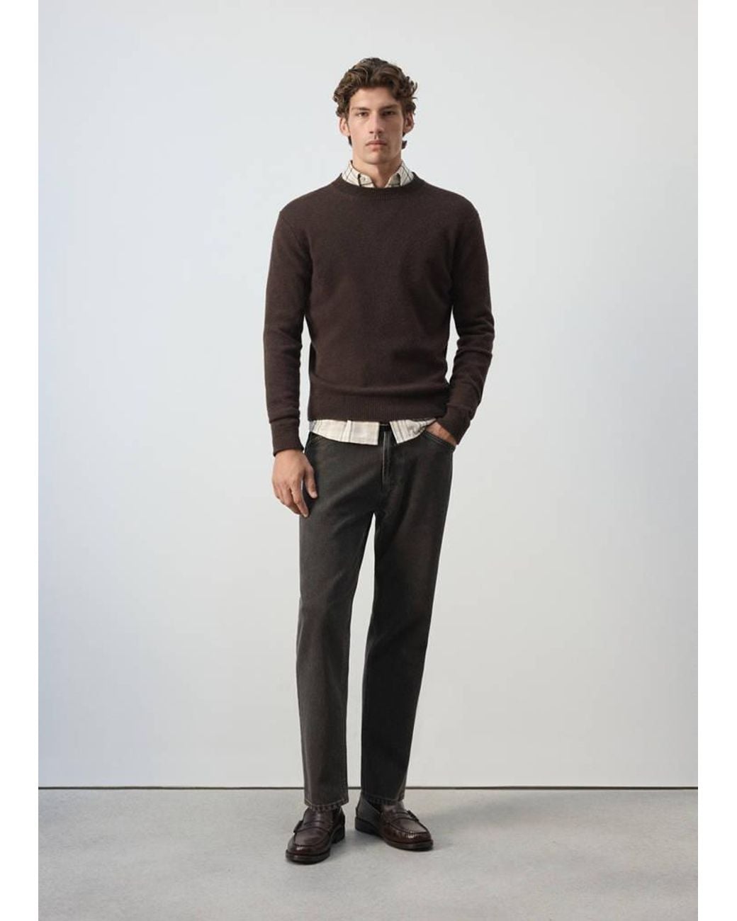 Mango Black Knitted Wool Blend Sweater for men