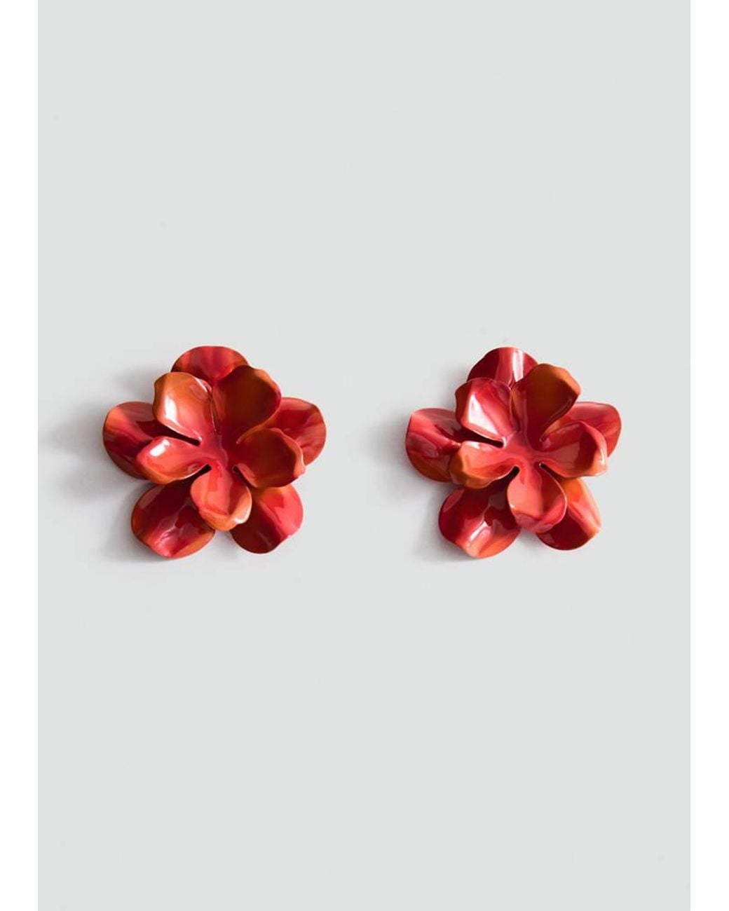 Mango Red Embossed Flower Earrings
