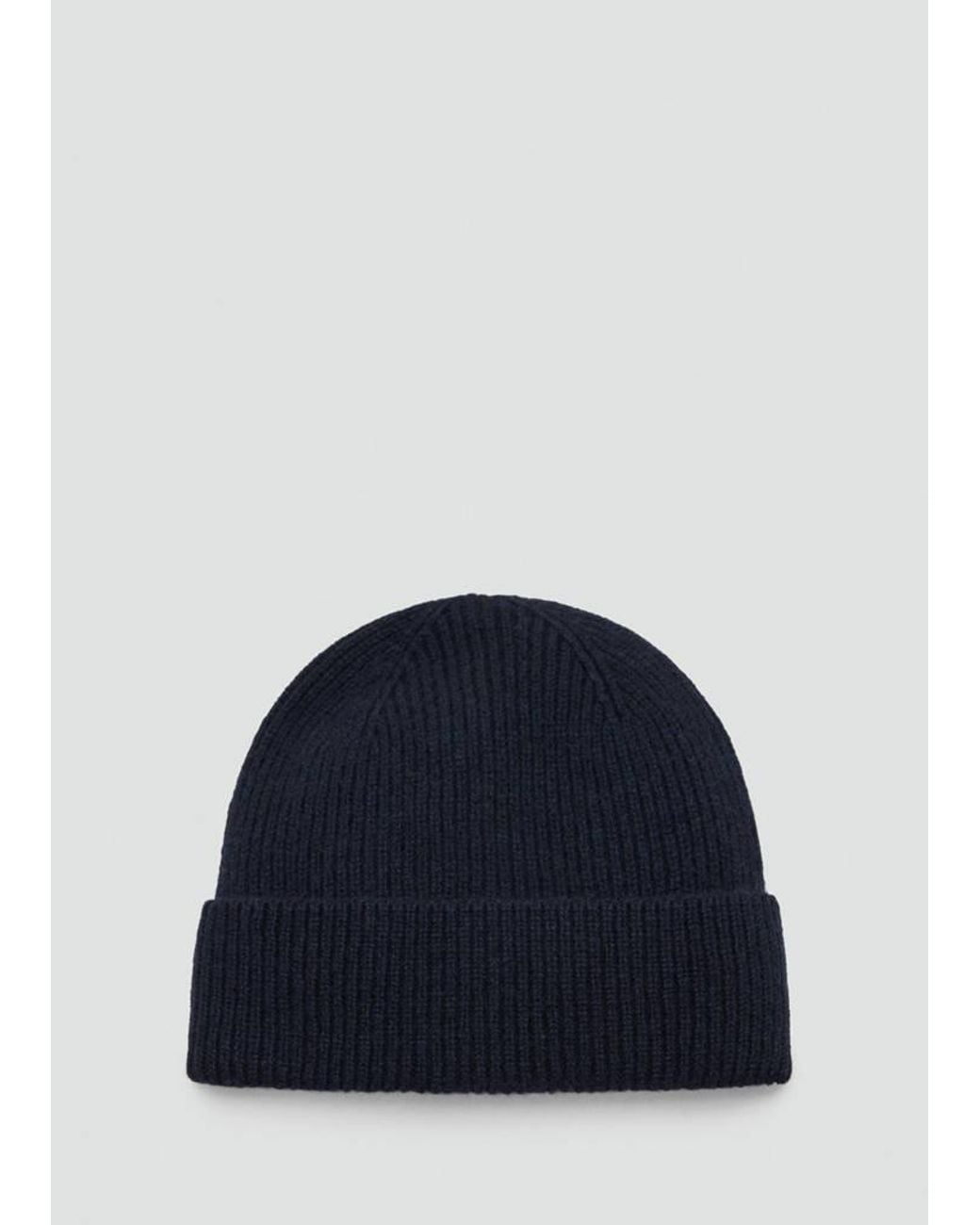 Mango Blue Ribbed Wool Blend Hat for men