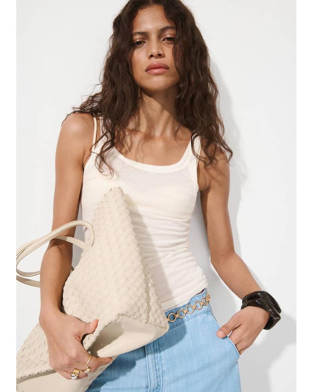 Mango Natural Braided Tote Bag