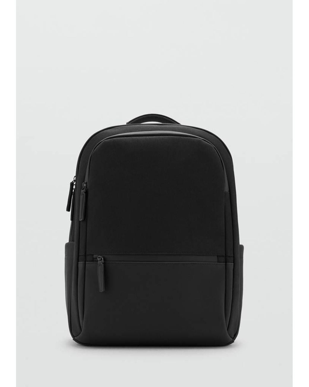 Mango Black Multi-Functional Backpack With Pockets for men