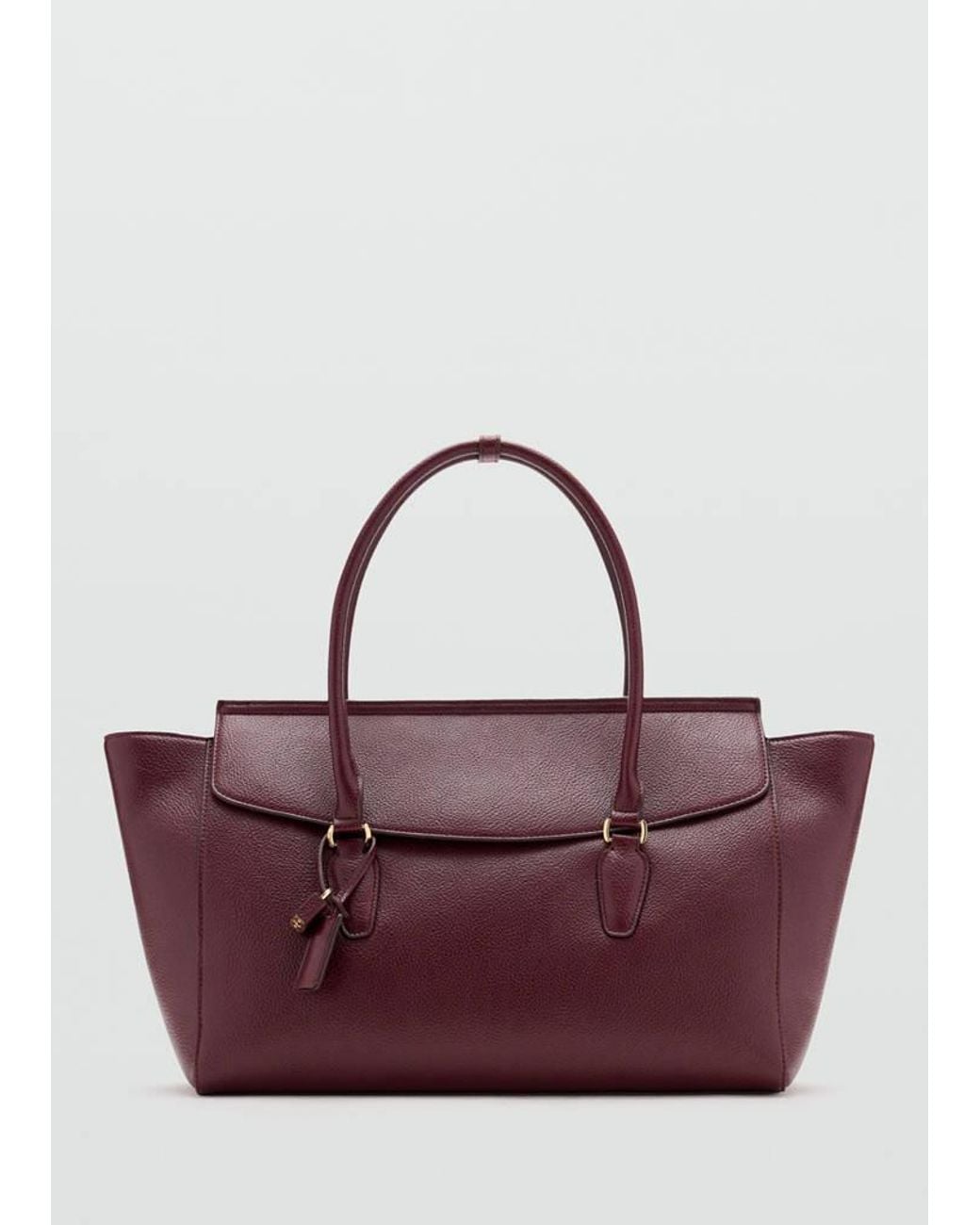 Mango Purple Leather-Effect City Bag With Charm Detail